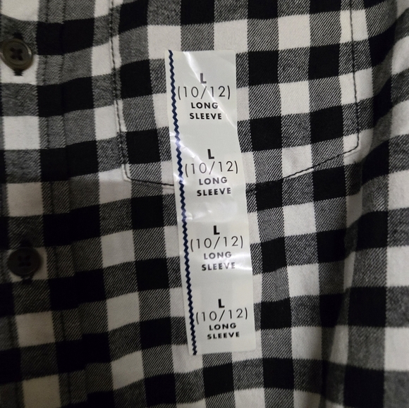 Cat & Jack Black and White Checkered Shirt Sz 10-12 New With Tags - Picture 3 of 5